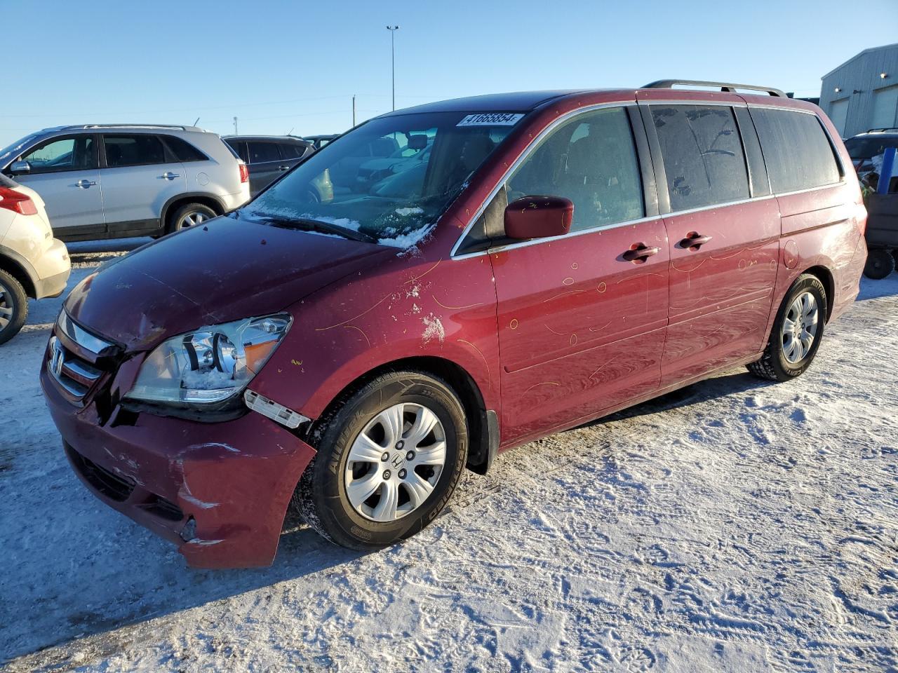 HONDA ODYSSEY EX 2005 red  gas 5FNRL38495B510752 photo #1