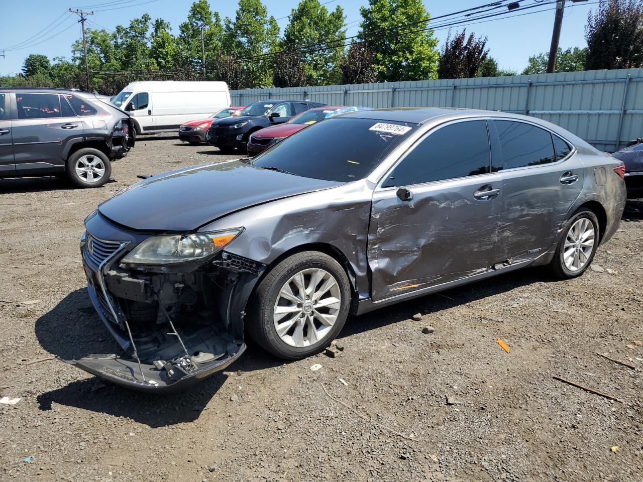 LEXUS ES 300H 2013 gray sedan 4d hybrid engine JTHBW1GGXD2026422 photo #1