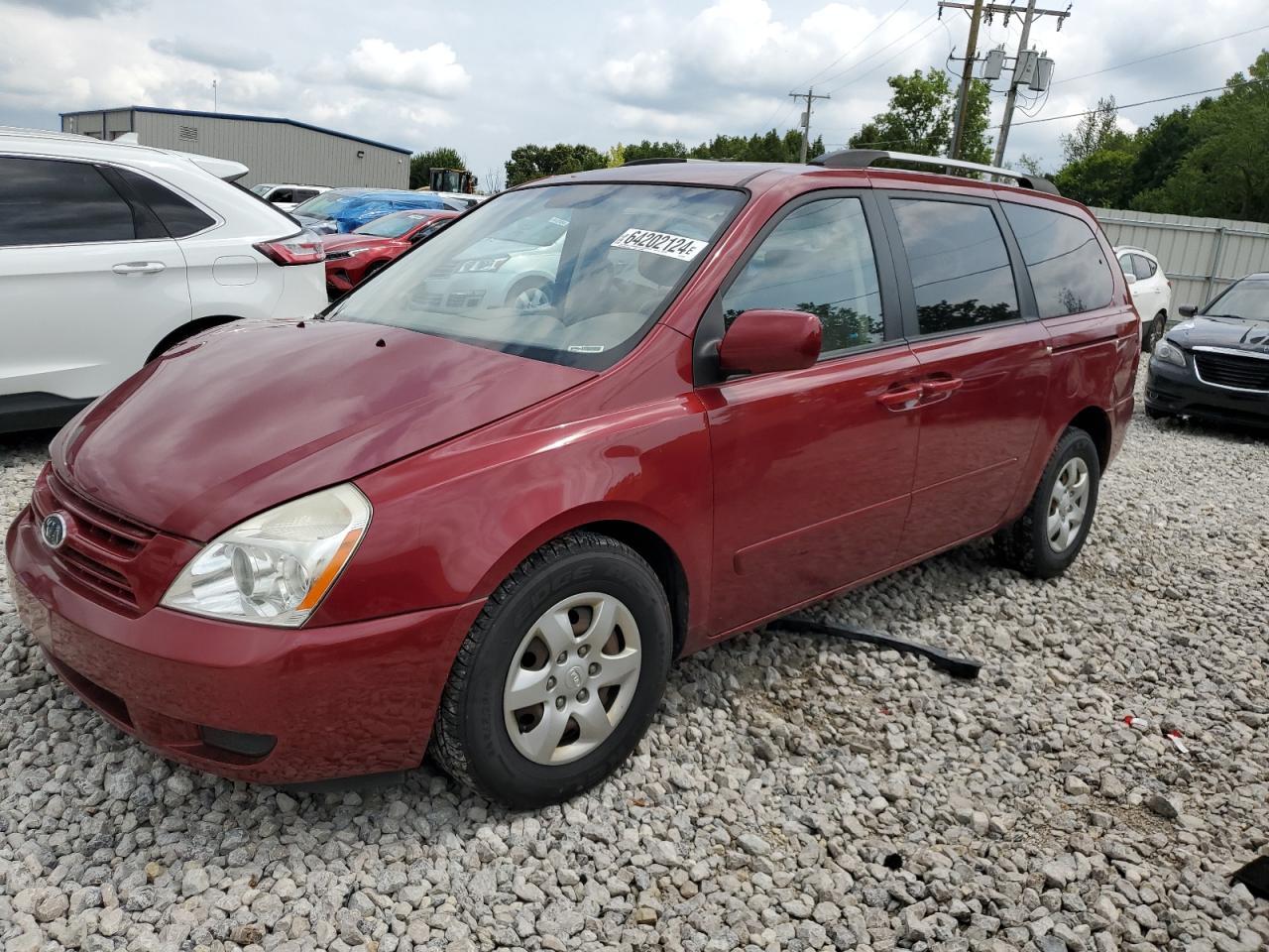 KIA SEDONA EX 2009 maroon sports v gas KNDMB233896286669 photo #1