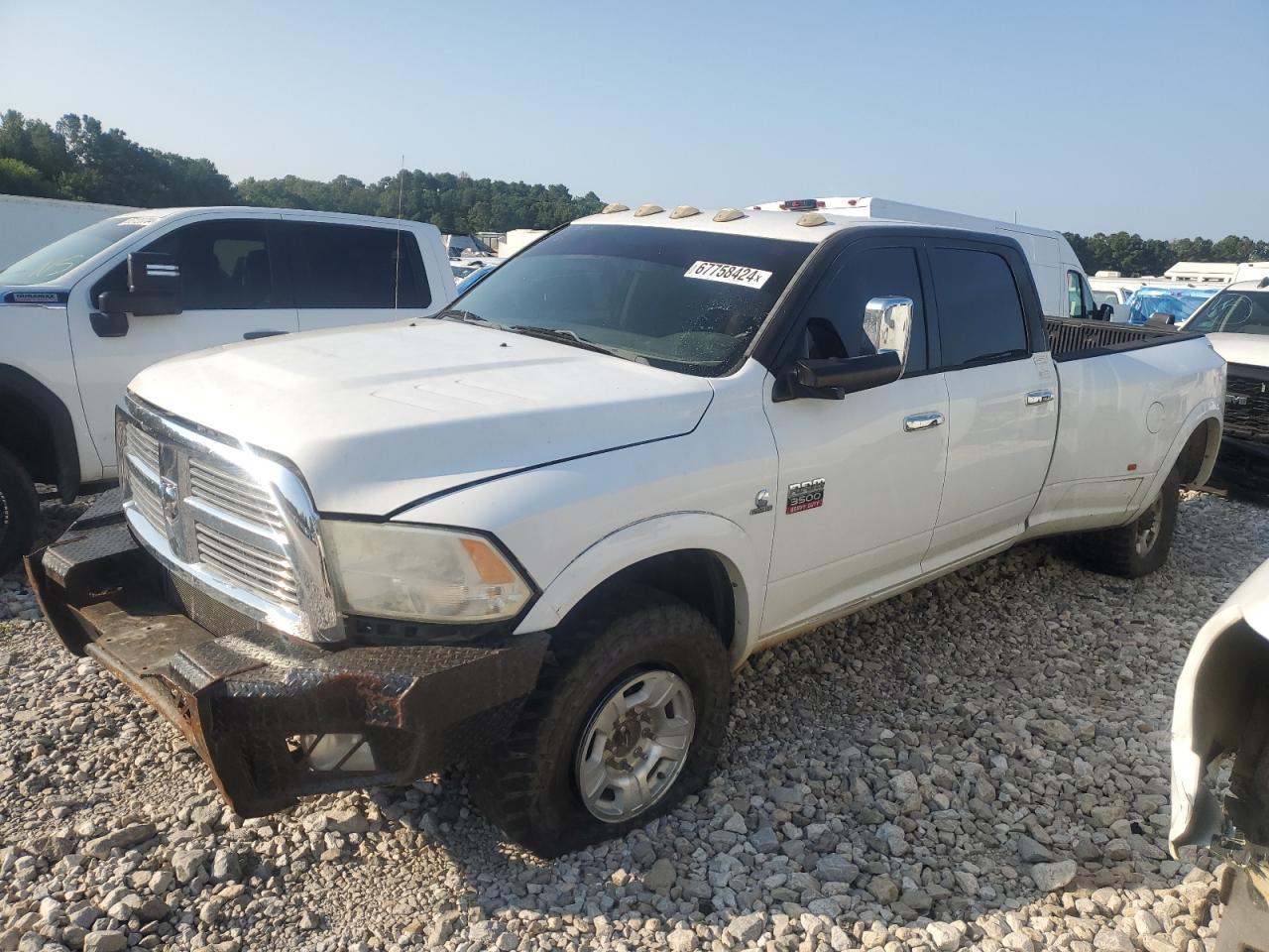 DODGE RAM 3500 L 2012 white crew pic diesel 3C63DRJL6CG203514 photo #1