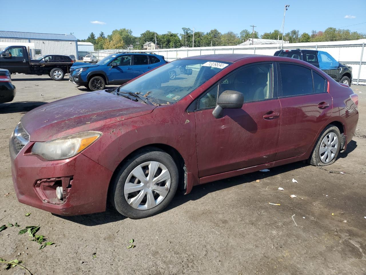 SUBARU IMPREZA 2014 red sedan 4d gas JF1GJAA63EH013456 photo #1