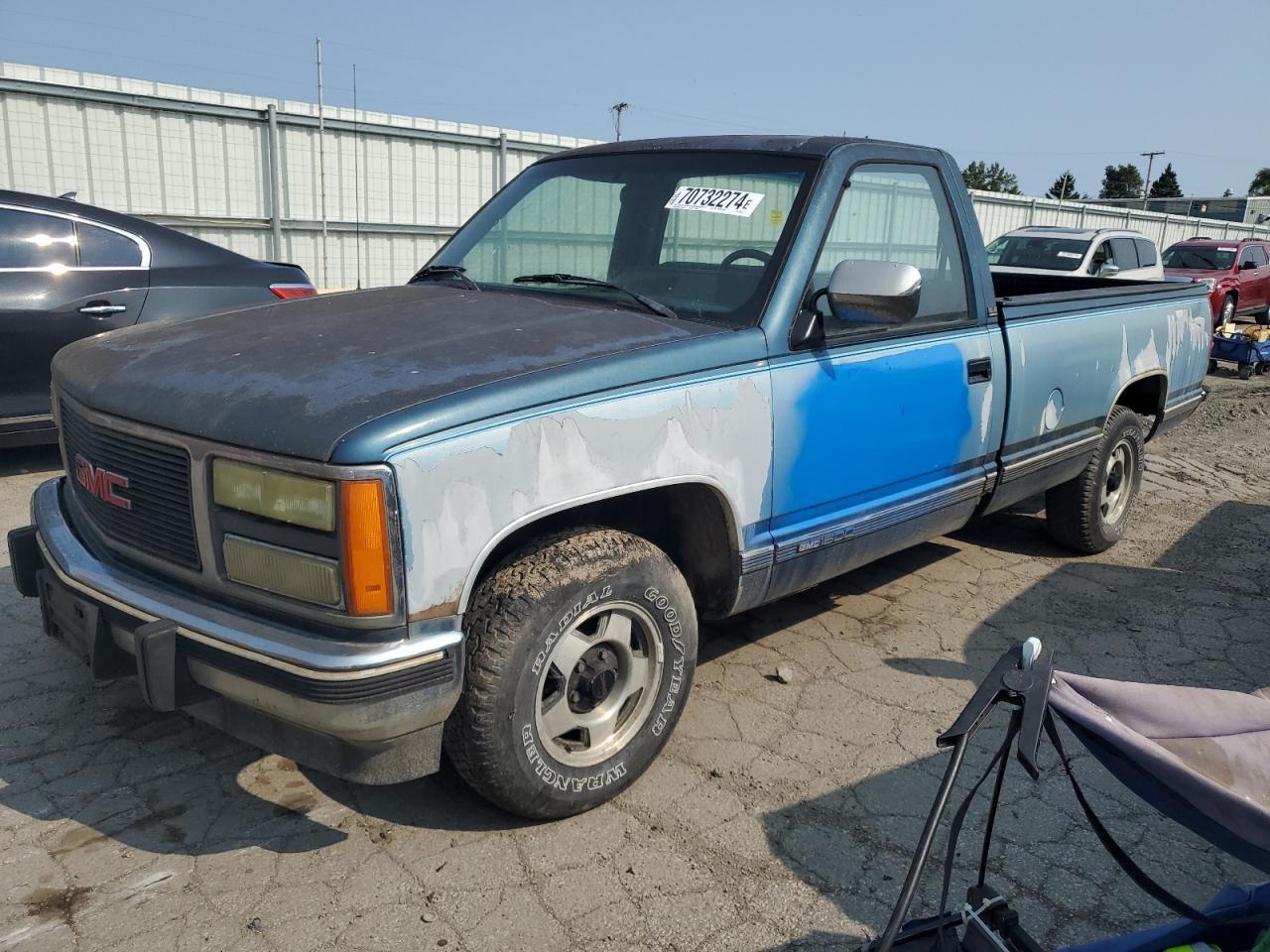 GMC SIERRA C15 1991 blue pickup gas 1GTEC14K7ME510806 photo #1