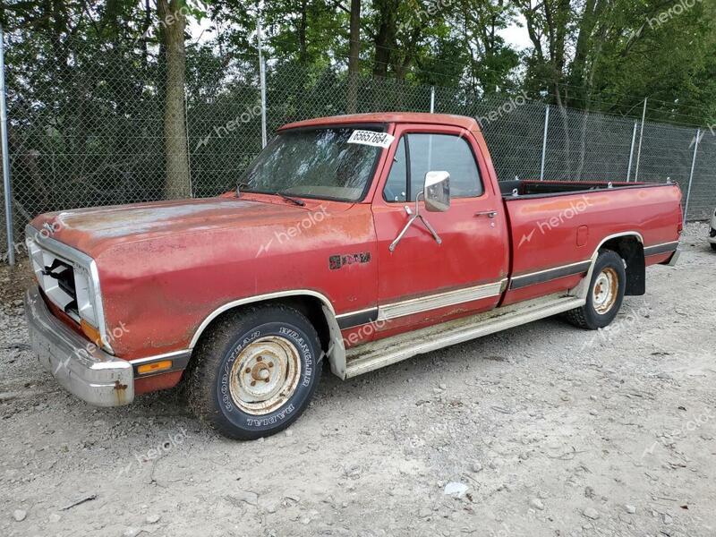 DODGE D-SERIES D 1987 red pickup gas 1B7FD04T3HS484765 photo #1