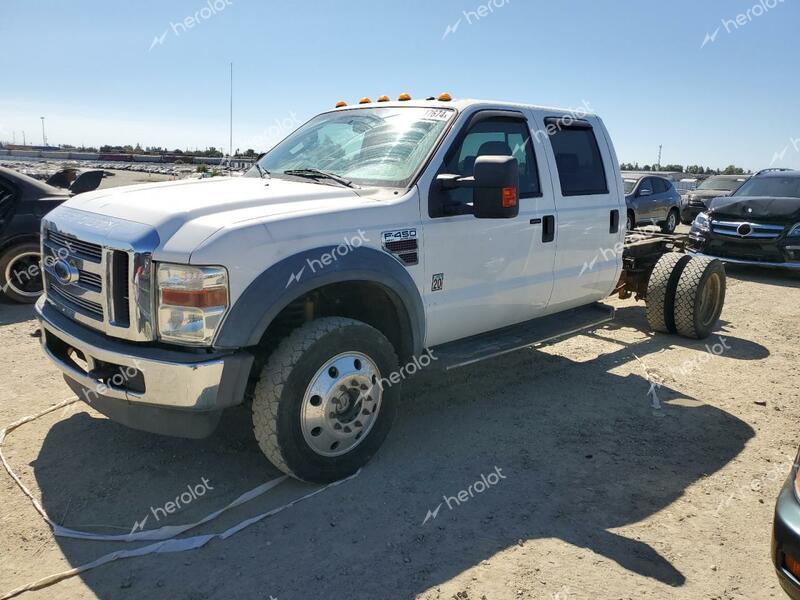 FORD F450 SUPER 2008 white crew cha diesel 1FDXW46R68ED22288 photo #1