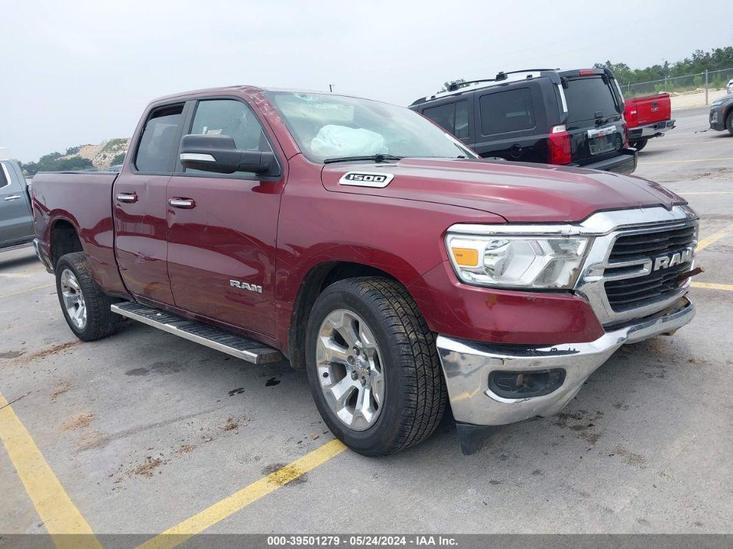 2019 RAM 1500 BIG HORN/LONE STAR QUAD CAB 4X2 6'4 BOX Maroon  Gasoline 1C6RREBG8KN655654 photo #1