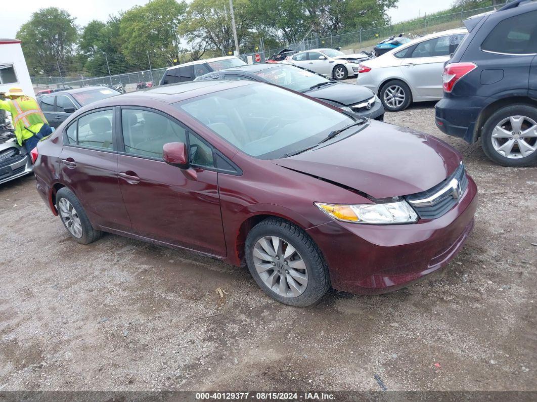 2012 HONDA CIVIC EX-L Maroon  Gasoline 19XFB2F92CE057432 photo #1