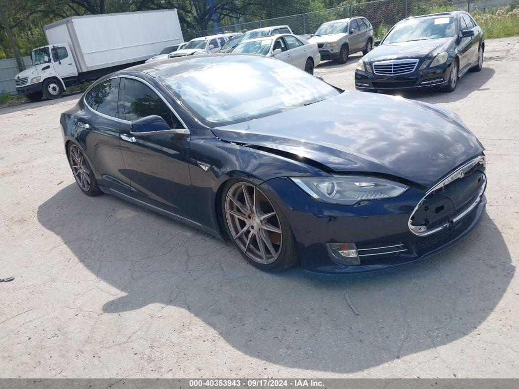 2014 TESLA MODEL S P85 Blue  Electric 5YJSA1H19EFP56783 photo #1